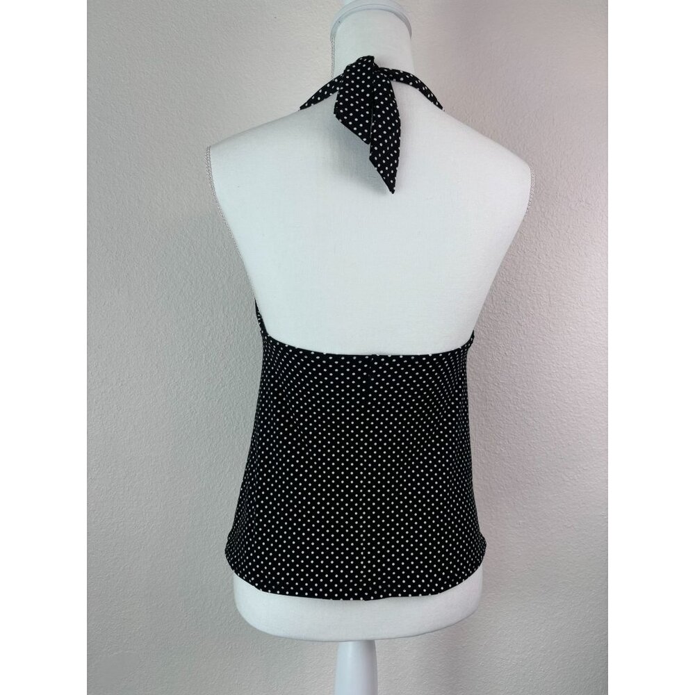 Lands' End women's 6L black and white dot tankini swim top halter tie‎ - Picture 4 of 6